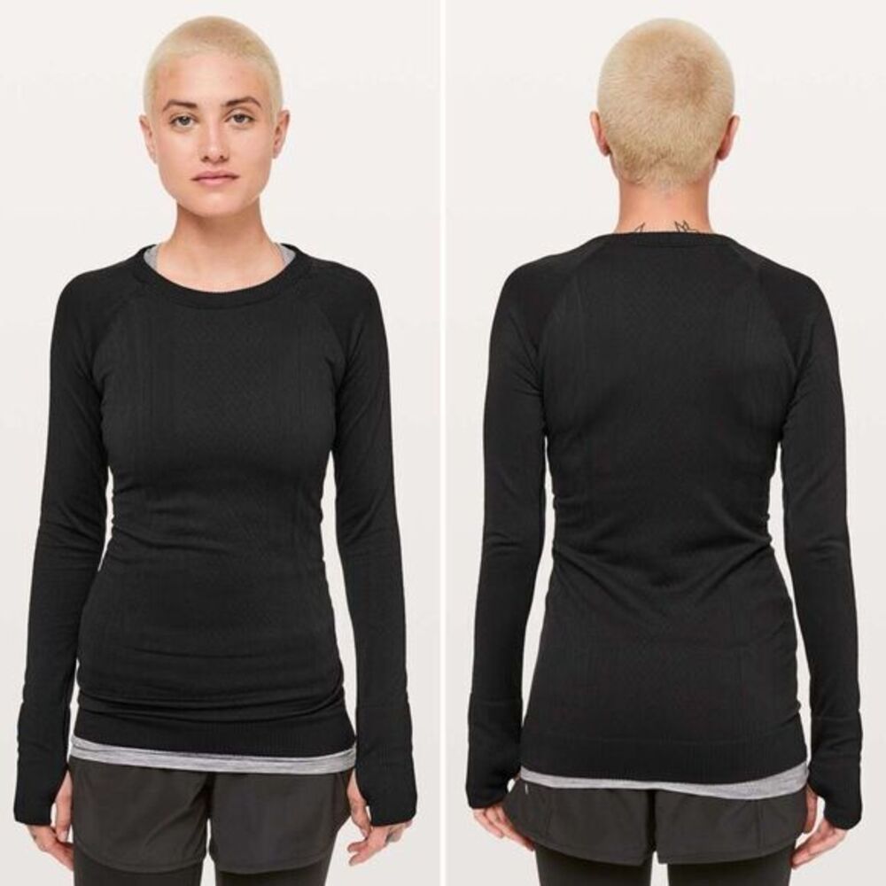 Lululemon Rest Less Pullover in Black Cable Diamond Rib Size 6